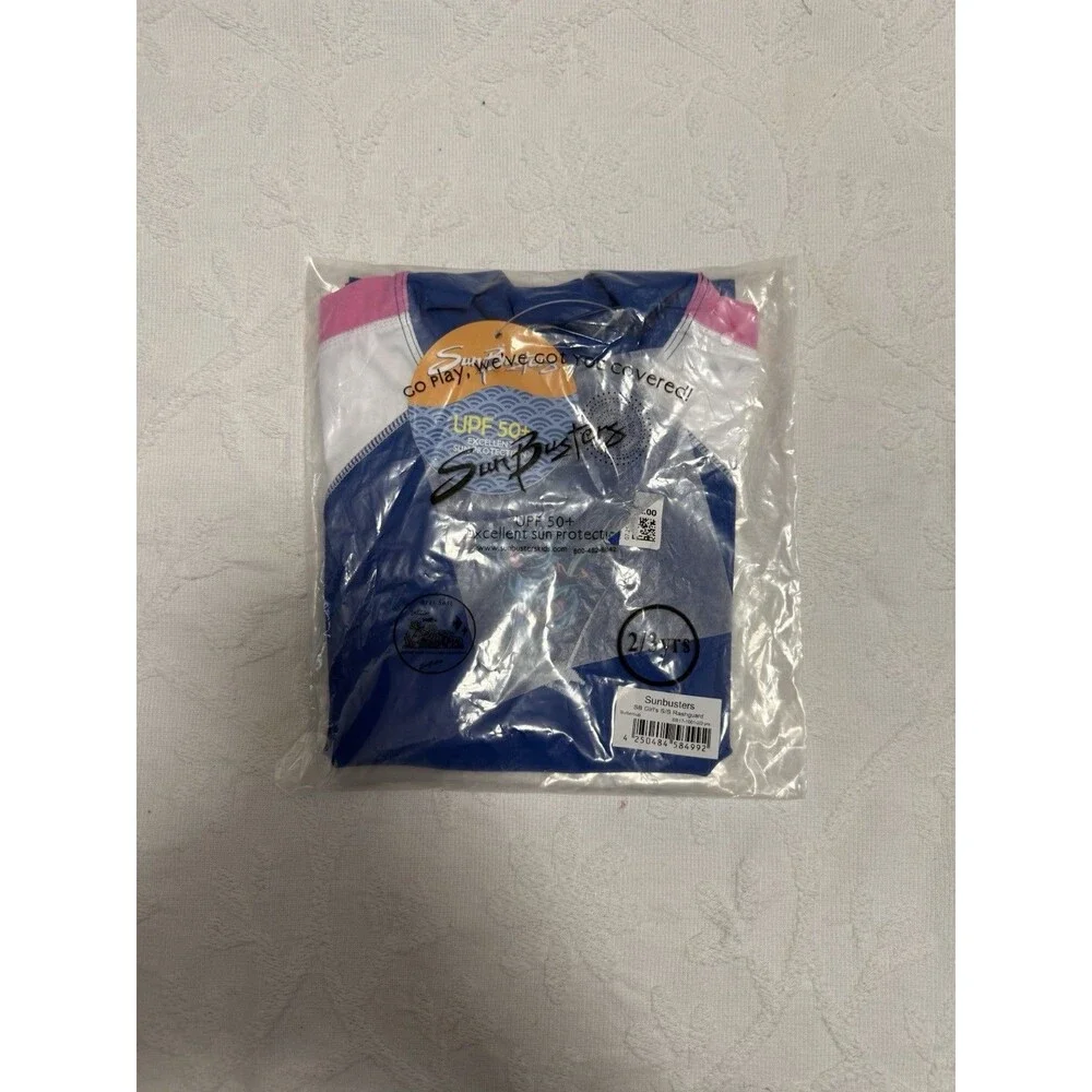 NWT SunBusters Buttercup Rash Guard 2/3Y UPF 50+ Navy & Pink Koala Girl Swim Top